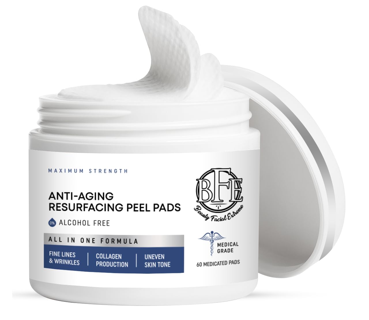 Beauty Facial Extreme Anti Aging Resurfacing Peel Pads-Triple action chemical peel pads combined with Glycolic, Lactic, and Salicylic Acids. Smooth’s fine lines, wrinkles.
