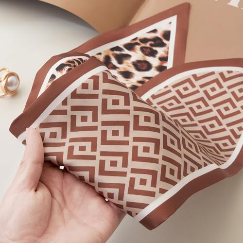 Neck Scarves For Women 27.6"x 5.9" Neck and Shoulder Accessories - Printed Fashion Silky Thin Satin Headscarf4