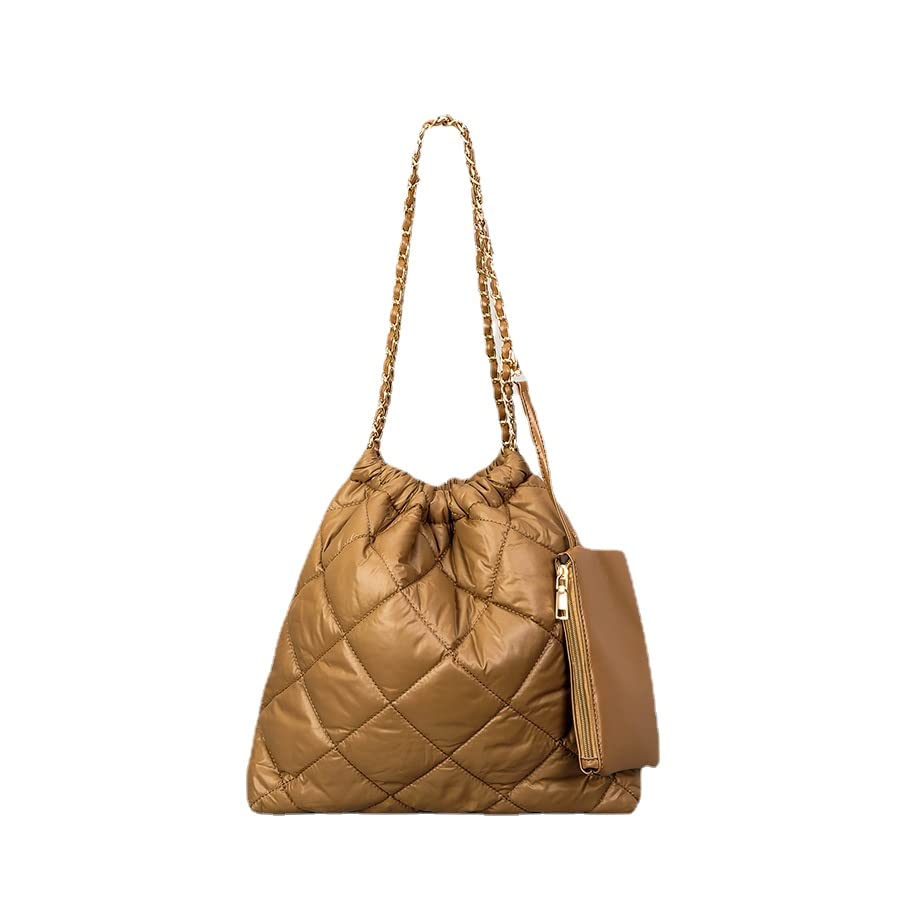 Puffer Tote Bag Quilted Bucket Bag for Women Puffy Purse Handbags Down Padded Shoulder Bag