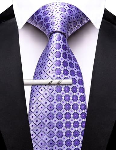 Image of Barry.Wang Mens 6 PCS Ties Silk Striped Paisley Check Necktie Silky Woven Wedding Business Party Ties