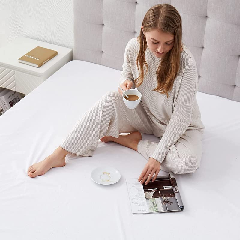 Image of Waterproof Mattress Protector Single Size 72x36 - Waterproof Terry Cotton Mattress Protector /Breathable Elastic Fitted Style Bed Cover Single Size Bed - Brown Color - Kids Urine Protection