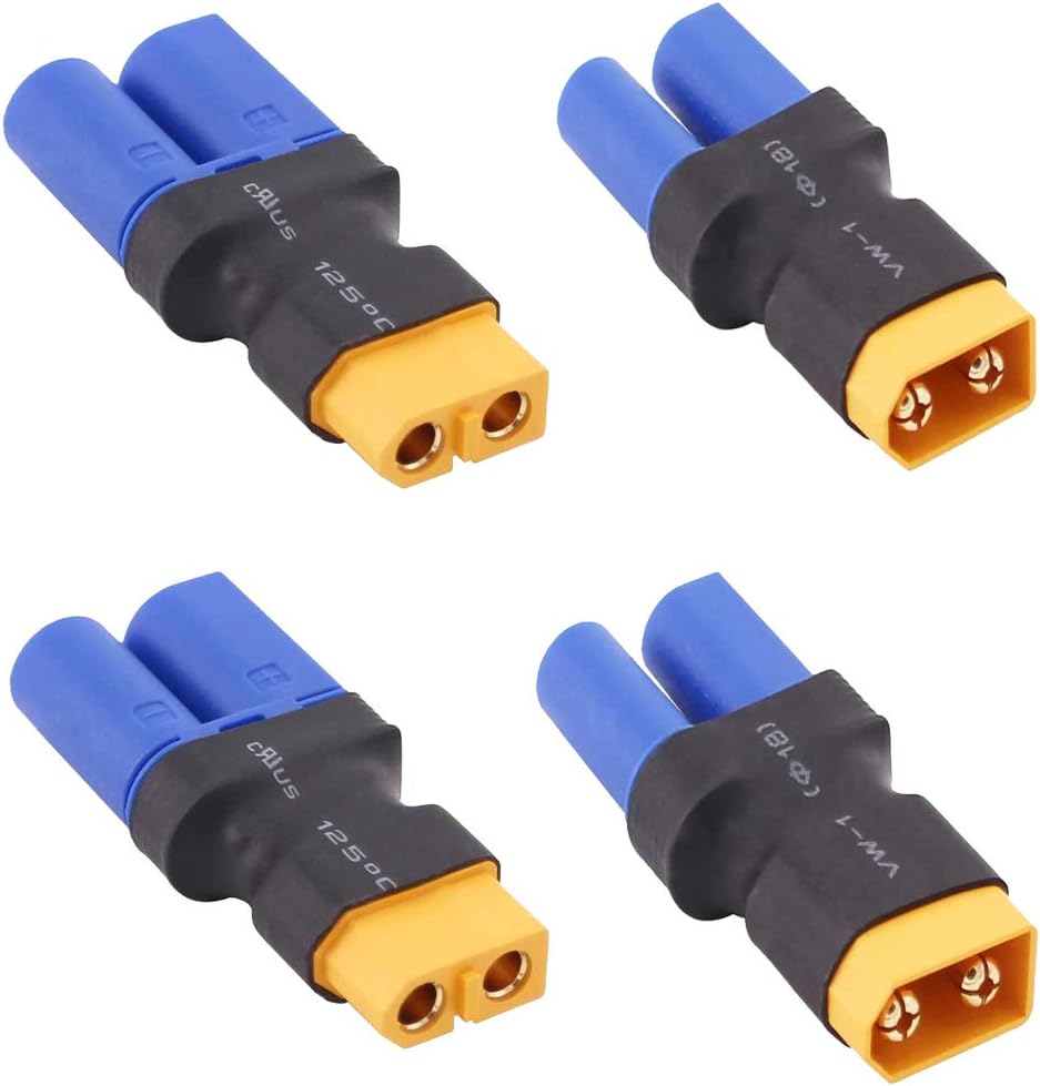 2Pairs No Wire XT60 Male Female Plug Connector to EC5 Male Female Plug Connectors Conversion