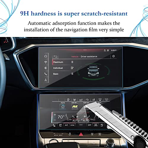 SKTU Screen Protector compatible with Audi A6 / A7 2019-2023 2024 MMI + Front/Rear AC protective film Tempered Glass Scratch Resistant - Image 2