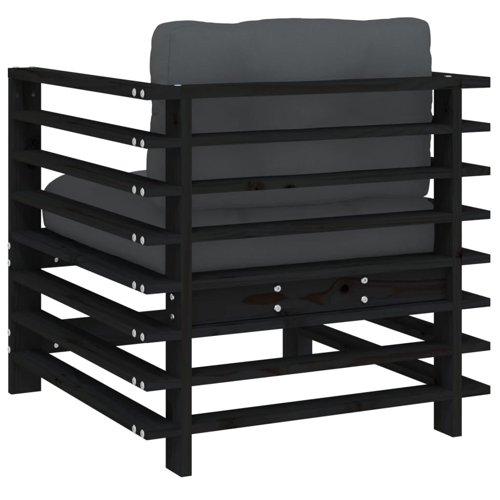 Tidyard Sillas Exterior,Sillones,Sillones de Jardin,Sillones Jardin Exterior,Sillones Relax,Sillones de jardín con Cojines 2 uds Madera Maciza Pino Negro