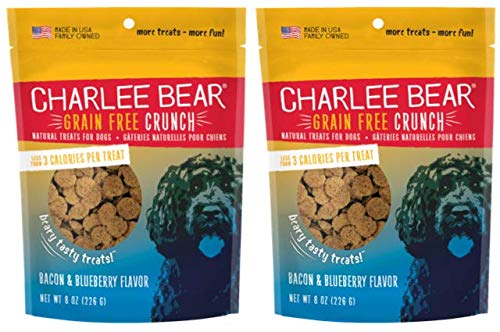 Charlee Bear Crunch Bacon & Blueberry Flavor Dog Treat and Snack (2 Pack) 8 oz Each