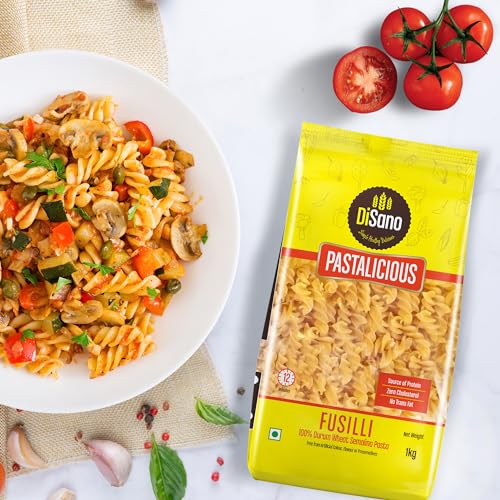 Image of DiSano Fusilli Pasta 1kg, Healthy Pasta, Made with 100% Durum Wheat Semolina, 100% Suji, No Maida, Source of Protein & Fibre, Non-Sticky (Pack of 3)