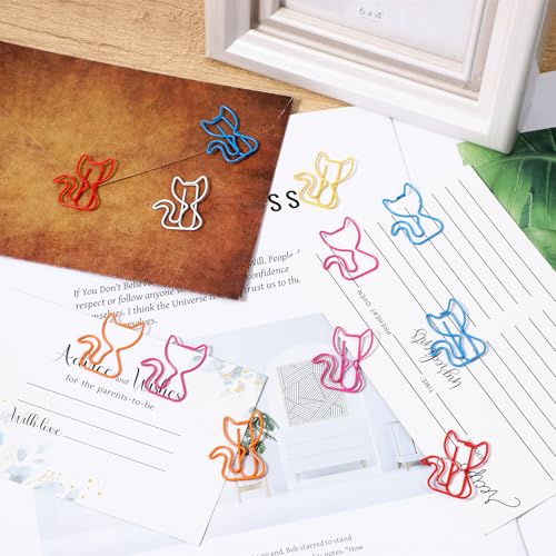 Ymapinc 50 Stück Katze Büroklammern Cute Büroklammern Motiv Metall Büroklammer Geschenke für Katzenliebhaber Bürobedarf Aktenklammer Lesezeichen(2,9 x 2,4cm)
