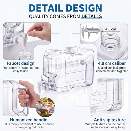 Image of Funnymoom 4 Pcs Drink Water Dispenser for Fridge 2 Gallon Beverage Dispenser with Spigot Plastic Reusable Refrigerator Water Dispensers Waters Jug Container for Party Outdoors Camping Hiking Home