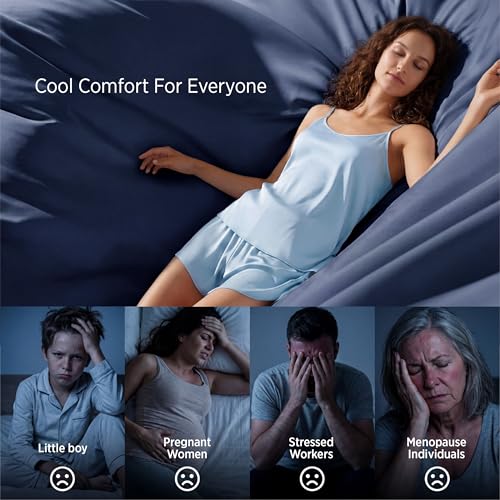 Image of Bedsure Lightweight Cold Blanket for Summer, Bed Cooling Blanket Throw Size for Hot Sleepers, Ice Cool Essentials for Hot Nights, Breathable Thin Bedding for Teens, Adults, Navy, 50 inch x 60 inch