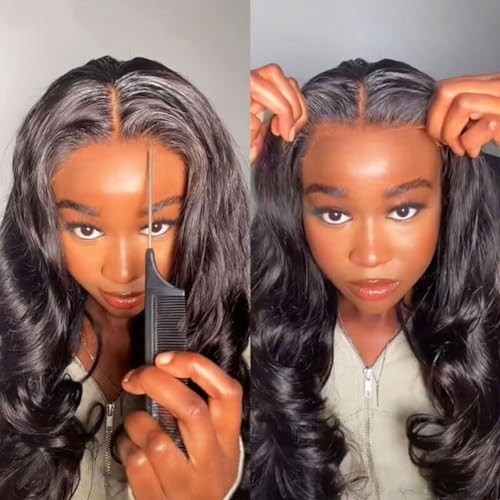 Image of 4x4 Wear and Go Glueless Human Hair Wigs Pre Plucked Pre Cut with Baby Hair 26 Inch Body Wave HD Lace Closure Wigs Human Hair 150% Density 4x4 Brazilian Virgin Lace Front Human Hair Wigs for Women