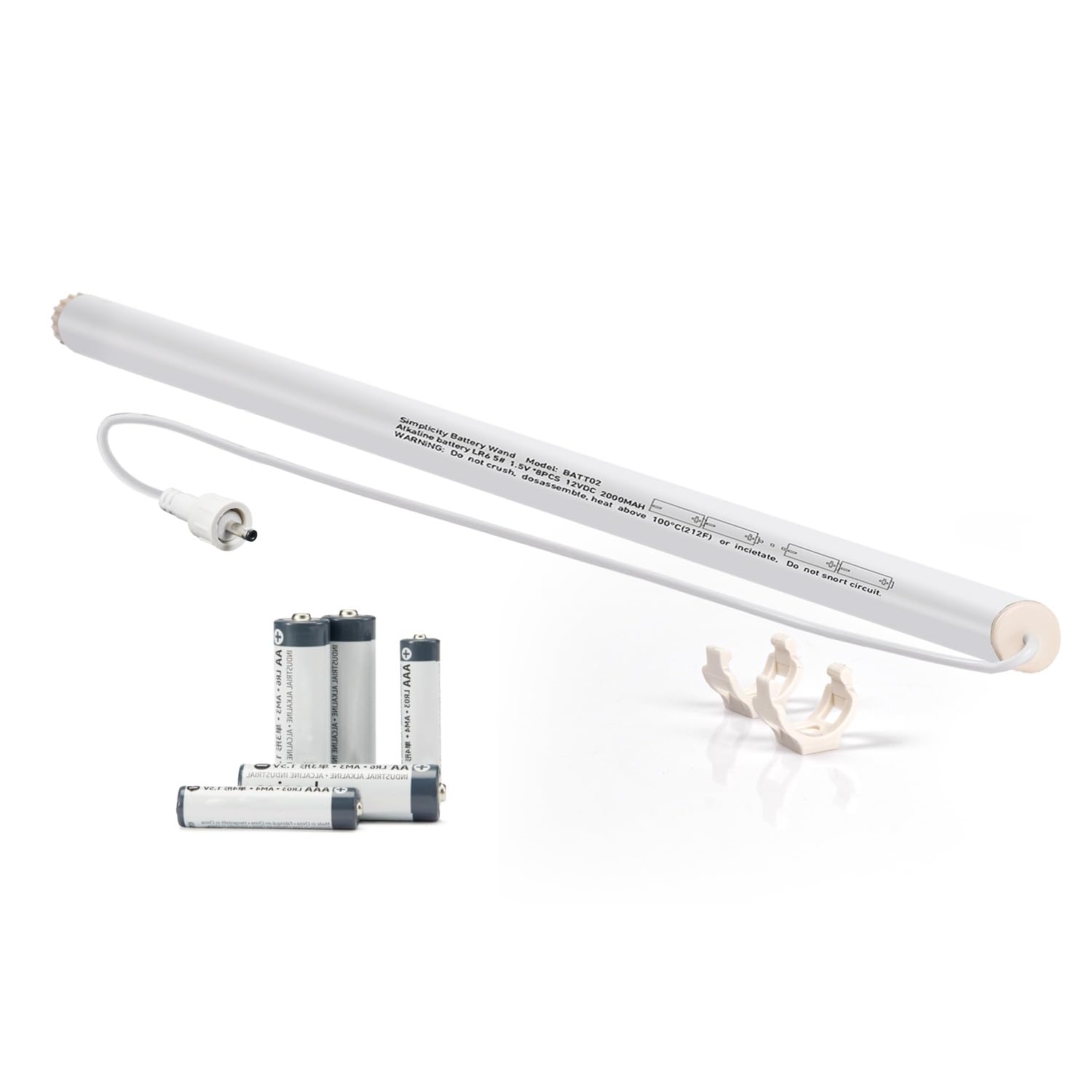 HUIYEETEX 12V DC Reloadable Window Blind Wand Replacement AA Powered Roller Shade Motor Wand, 12V Battery Wand for Blinds, Shades Curtains
