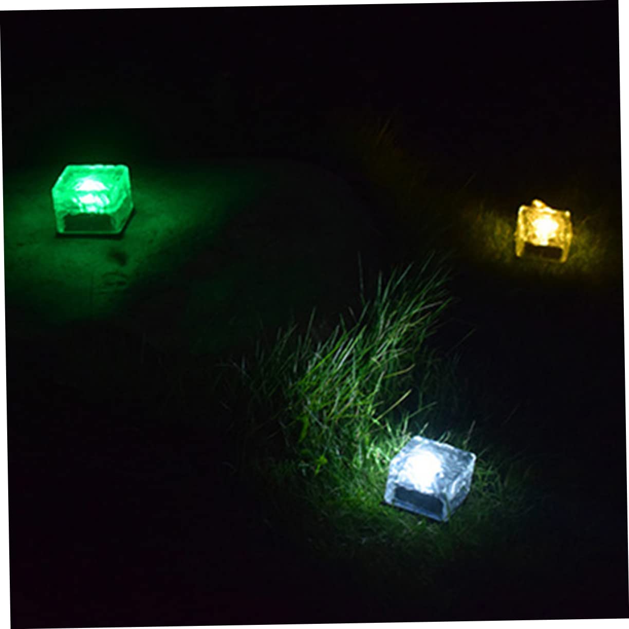 HOLIDYOYO Outdoor Solar Glass Brick Lights 2 Pieces Led Landscape Lights for Garden Patio Pathway Lawn Pond Energy-Saving Solar Dec