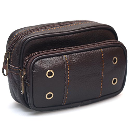 Rolendio Small Men's Leather Waist Wallet Cigarette Case Coin Purse Belt Loops Waist Bag (Brown 0017)