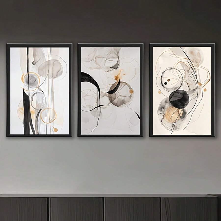 Décoration automnale salon : toiles Art Déco aquarelle abstraite pour ambiance cosy
