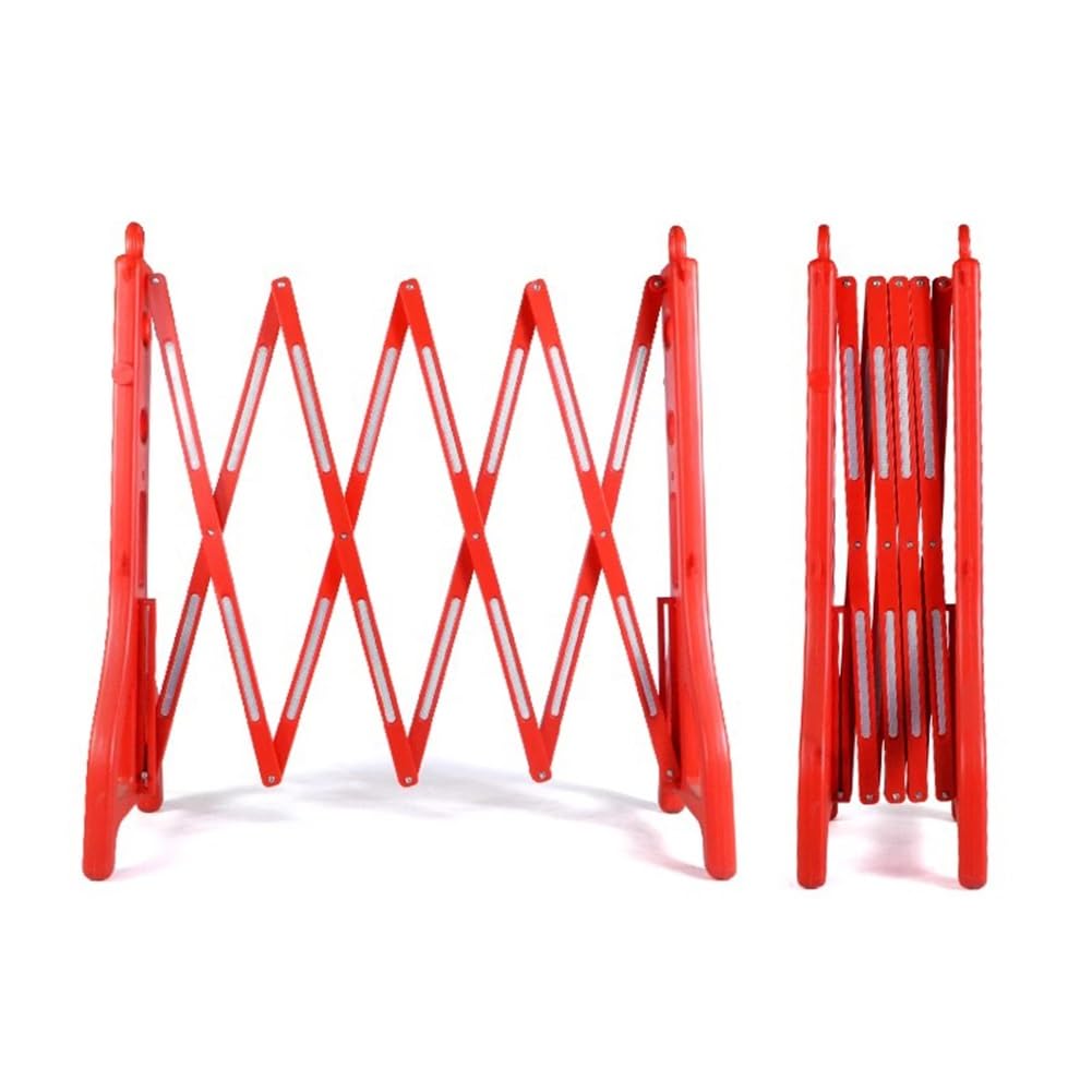 Barriera mobile espandibile da 8,2 piedi di larghezza, recinzione di sicurezza pieghevole, barricata in plastica riempita d'acqua, per vialetti d'accesso in aree pubbliche(Red)