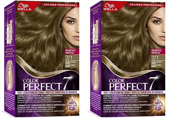 Wella Color Perfect - Tinte de Coloración Permanente para un Cabello Hidratado y Luminoso - Tonos Rubio Ceniza Medio (Paquete de 2)