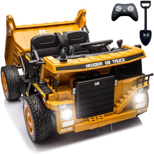 NEWQIDA 24V Ride on Dump Truck, Kids Electric Car with Remote Control, Ride on Construction Vehicles w/Electric Dump Bed - Detailed View
