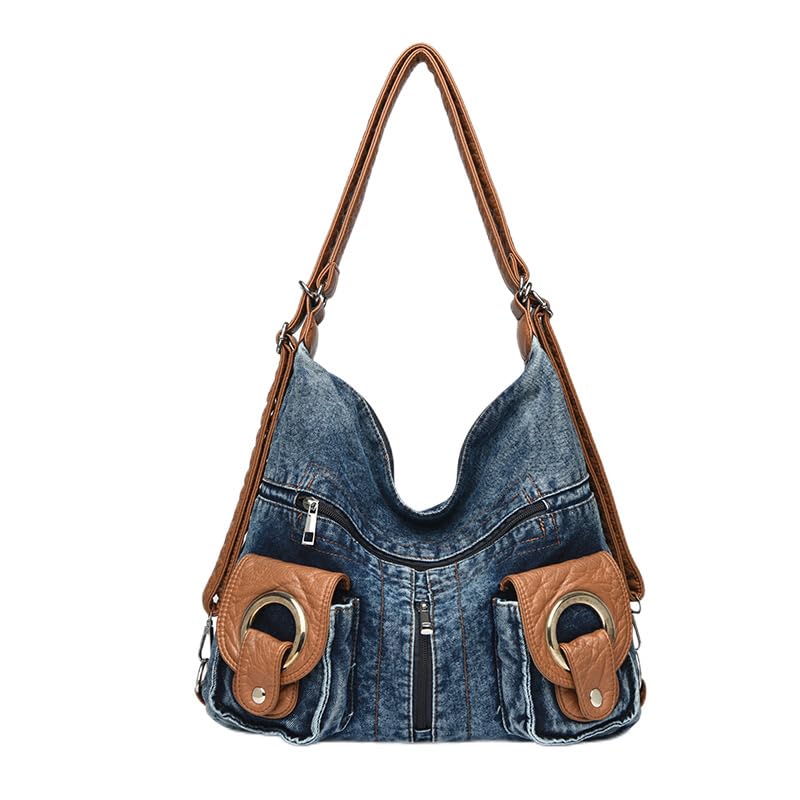 Borsa a tracolla in denim per donna zaino Slouchy Hobo Satchel Borsa a tracolla