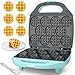 Baker's Friend Waffle Maker, Mini Macchina Piastra Per Waffle Per Bambini e Adulti, Piccola Macchina Per Waffle Belga, 11 x 5.5 cm, Macchina Waffle Piastra Antiaderente, Elettrodomestici Cucina, Aqua immagine