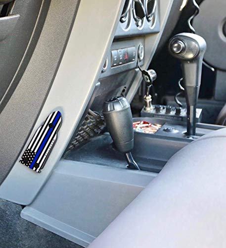 QuickDraw Magnetic Gun Mount for Vehicle Home Office 35lb Rated Gun Magnet Holder Holster Safety Rack Accessory HQ Rubber Coated Bullet Shaped Neodymium Magnet Handgun Firearm Pistol (Blue Line Flag) - Thumbnail 3
