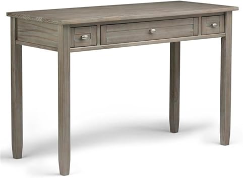 Atlin Designs Solid Wood Computer Desk for Home Office, 48" Writing Desk for Small Space, Tall Vintage Study Table for Bedroom, Simple Rustic Work Desk in Distressed Grey