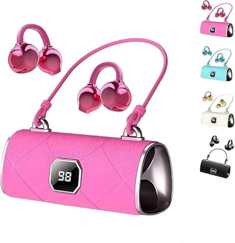 Cuffie wireless a clip alla moda comode da donna con clip auricolari Bluetooth aperti con orecchini staccabili riduzione del rumore per allenamenti e pendolarismo rosso rosa