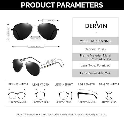 Image of Dervin Unisex Adult Polarized Aviator Sunglasses