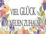 Retro Holzschild 30x40 cm Viel Glück im neuen Zuhause - Spruch Einzug Umzug Wohnung Haus