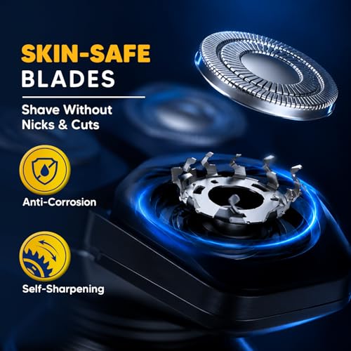 Image of LetsShave 360 Pro Electric Shaver for Men - 6D Skin Adaptation Technology, Wet & Dry Use, Self-Sharpening Blades | Face Cleansing & Scrubbing Attachments | 70+ Min Runtime, USB-C Fast Charging | 3 Years Warranty