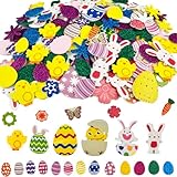 GOGOLAN 210 Stück Oster-Schaumstoff-Aufkleber, selbstklebend, bunt, Glitzer-Ei, DIY, Kunst, Handwerk, Oster-Aufkleber für Kinder, Haseneier, Küken, Karotte, Schaumstoff-Tierformen, Aufkleber,