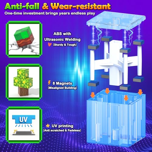 Image of 150PCS 0.8 inch Magnetic Building Blocks Creative Fun for Boys Girls Ages 3+ | Mine Magnet World Craft, STEM Toy for Kids Age 3-5 5-7 8-12, Sensory Learning Toys Birthday Gift for 3+ Year Old Boys Girls