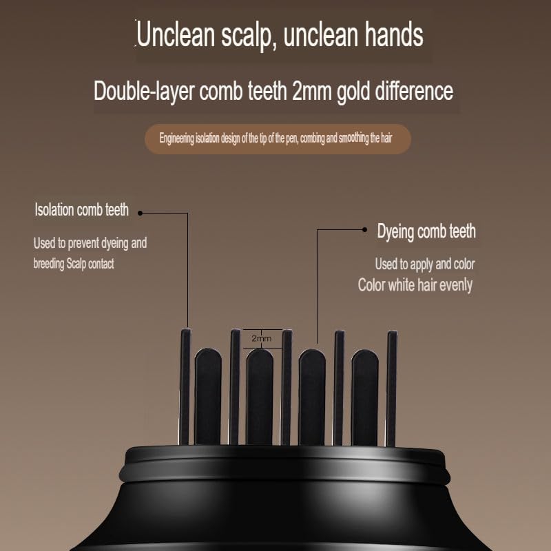 Image of 2 in 1 Hair Color Dye Stick Comb, Safe-And Waterproof and Sweat-Proof Hairs Dyes Comb,Instant and Best Hair Care, for Women & Men, Korean Hair Color Easy Application (Brown Hair Dye) (Black Hair Dye Comb)