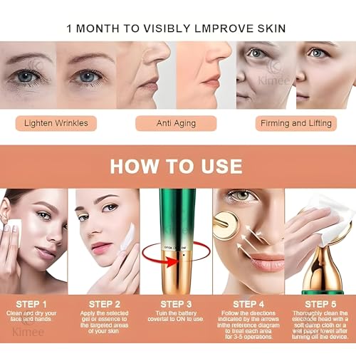 Image of KIMEE 3-in-1 Electric Facial and Neck Massager for Women | Anti Wrinkle and Anti Aging Beauty Device with Vibration Massage Modes | Face Slimming, Sculpting, Firming, Tightening, Smoothing Tool