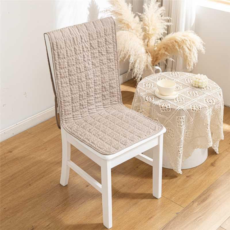 Image of HOMETHREADS Non-Slip Chair Cover-Universal Fit for Kitchen & Dining Chairs-Cushioned Comfort - Stylish Machine Washable Seat Cover-140x40(Beige, Pack of 2)