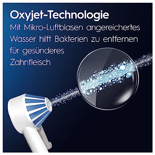 Oral-B Oral Health Center Munddusche mit Oxyjet-Technologie für Zahnreinigung, 2 Ersatzdüsen & PRO Series 1 Elektrische Zahnbürste/Electric Toothbrush, 2 Aufsteckbürsten, 3 Modi für Zahnpflege, weiß – Bild 6