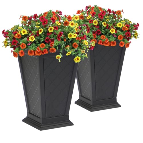 Image of FCMP Outdoor - Modemmo Argyle Self-Watering Planter (2 Pack), Black