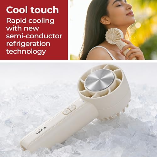 Image of Lifelong Personal Hand Fan with Cool Touch & Hiking Buckle | 3 Speed Settings | Type-C Rechargeable | 4W BLDC Motor, 2000mAh Battery | Portable, Lightweight & Compact | Dense Safety Grid (Beige)