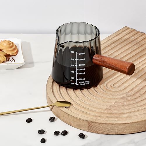 Vaso Medidor de Vidrio 350 ml con Asa de Madera Gris miniatura 3