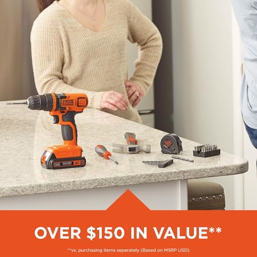 BLACK+DECKER 20V MAX 68-Piece Cordless Drill and Home Tool Project Kit with Tool Storage Bag (LDX120PK) - image 8