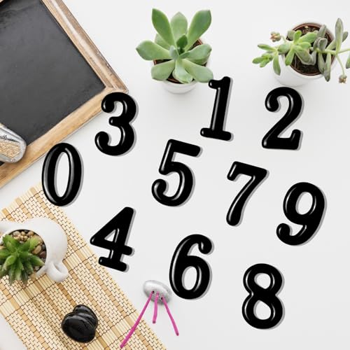 Image of opasyo 30 Pieces Mailbox Numbers for Outside 2 inch 0-9 Self-Adhesive Mail Box Numbers,3D Gold House Numbers for Mailbox, Apartment, House, Trash Bins,Office Hotel Room (Black, 2inch)