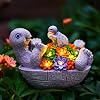 Solar Turtle Garden Statue with 8 LED Lights and Succulents Funny Mother and Baby Design Weather Resistant Outdoor Decor for Patio Lawn Yard Unique Housewarming Birthday