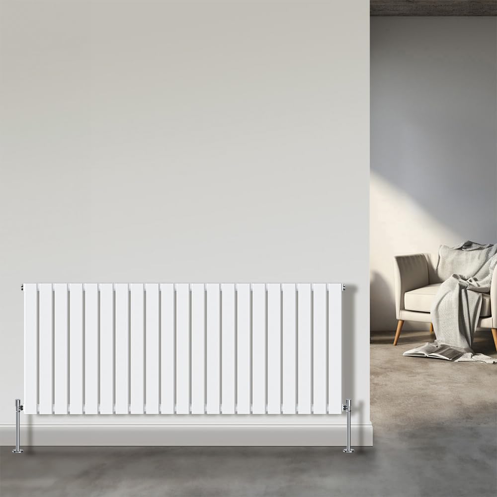 NRG Designer Flat Panel Single Column Radiator Premium Gloss White 600x1428mm Bathroom Central Heating — image 1
