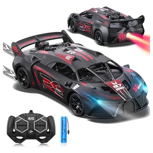 SAIFILI Bugetti Macchina Telecomandata per Bambini 3-12 anni Modellino RC Car, 1:18 Auto Telecomandata Bambino con Spray, Batteria Ricaricabile, Luce LED, Natale Compleanno Regalo per Ragazzi, Rosso