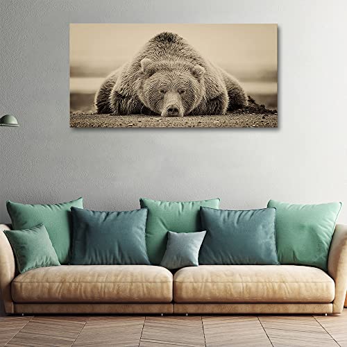 Bear Decor Posters For Room Aesthetic Brown Bear Poster Canvas Wall Art For Living Room Decoration, A Gift For The Man Who Has Everything 12X24Inch Unframed #TOP2