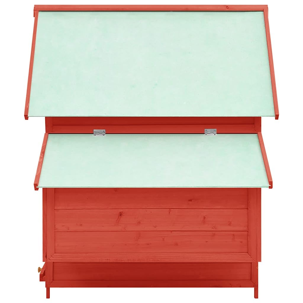Hühnerstall Rot und Weiß 150x96x110 cm Massivholz Tanne, Kleintierkäfig Gehege Stall Hasenstall Kaninchenstall Nagerheim Freilauf Auslauf Laufstall Habitat Behausung Unterschlupf Voliere