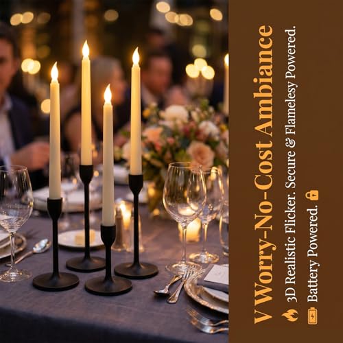 Image of Taper Candles, 9.9 Inches, 6 Pack6 Pack (Ivory&3)