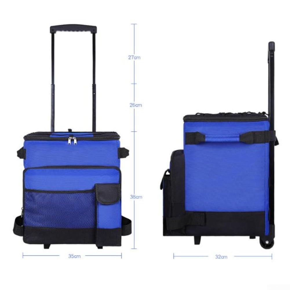 Große Kühltasche mit Rollen 41L Faltbar Isoliertasche Wasserdicht für Picknick Camping Einkauf Auto Reise Lebensmitteltransport Getränke Männer Frauen