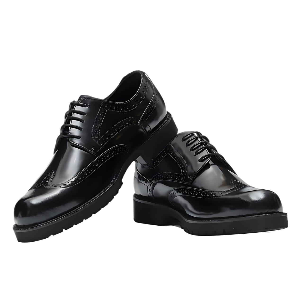 Męskie formalne buty Oxford z ozdobnymi detalami, oddychająca skórzana podszewka i antypoślizgowa podeszwa do stroju biznesowego i na profesjonalne okazje, Czarny, 38.5 EU
