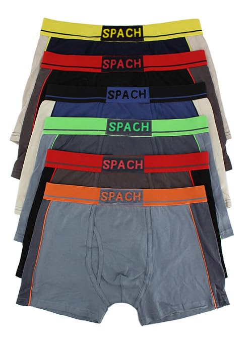 vkwear SPACH Men's Cotton Blend Elastic Waist Soft Cotton Boxer Briefs 7840A 12 Pack