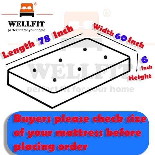 Image of WELLFIT Premium Glace Cotton 300 TC Mattress Cover /Protector for Queen Size Bed with Zip /Chain /5x6.5 ft / 60x78x6 inch